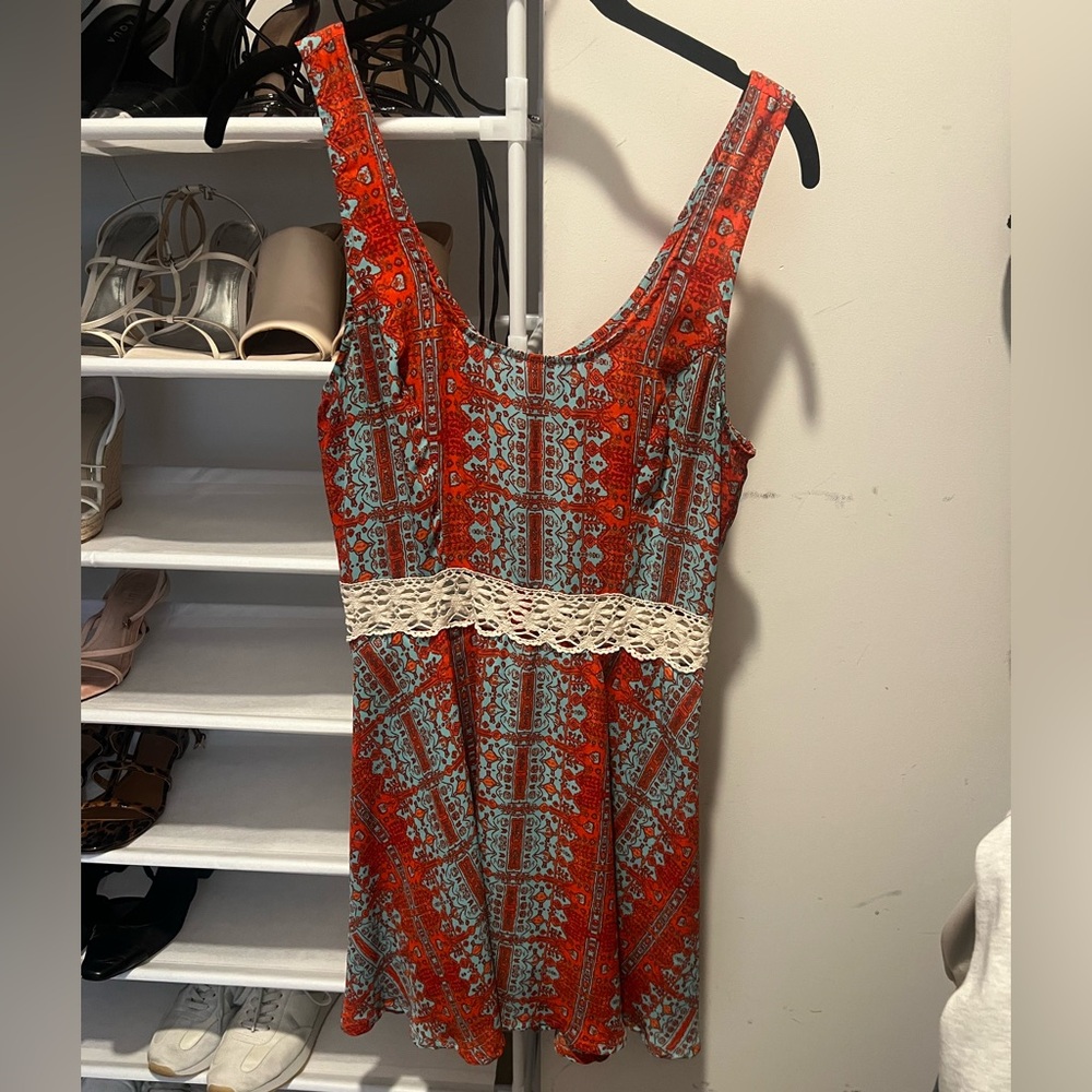 Design Lab Lord & Taylor Orange and Blue Dress